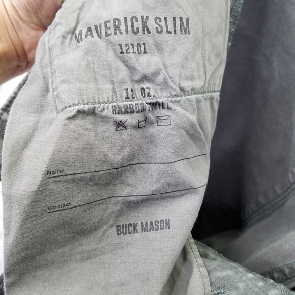 Buck Mason Jeans Maverick Slim Mens Sz 29 12oz Harbor Twill Grey Button Fly Flaw - Picture 10 of 16